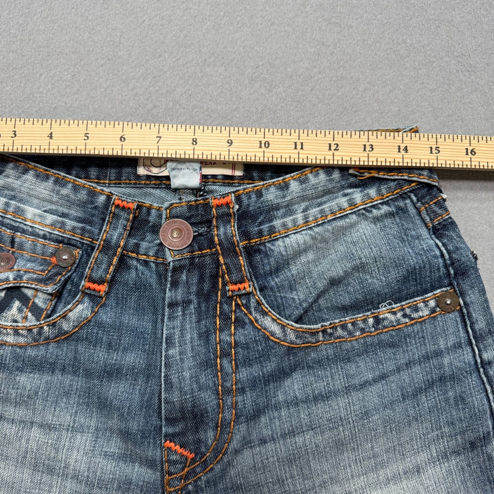 True Religion Ricky Super T Jeans Mens 30 Blue Medium Wash Relaxed Straight Flap - Picture 3 of 11